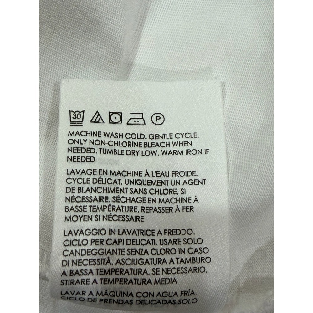 Club Monaco Mixed Media Pinstripe Sleeve Top White Blue Cotton XL - Picture 6 of 6